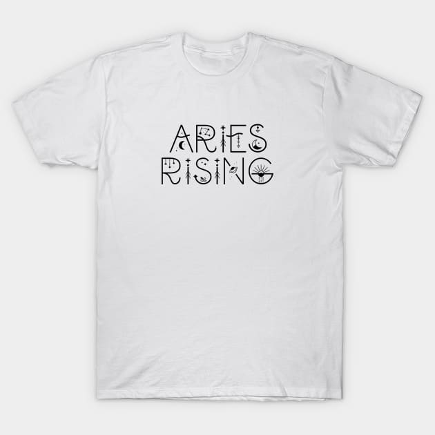 Aries rising sign celestial typography T-Shirt by lilacleopardco